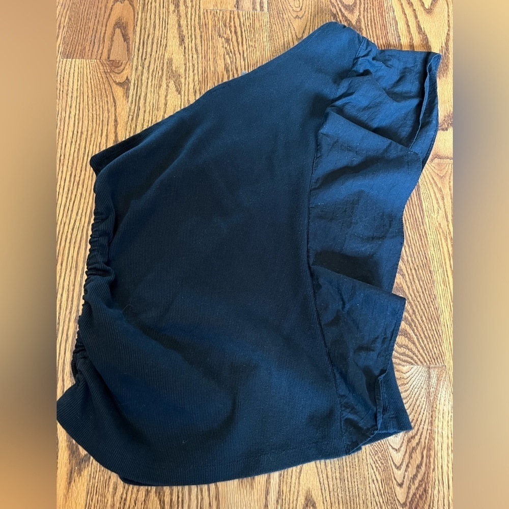 Anthropologie Ruffled One Shoulder Ruched Bodice Top in Black Size Large - Picture 5 of 7